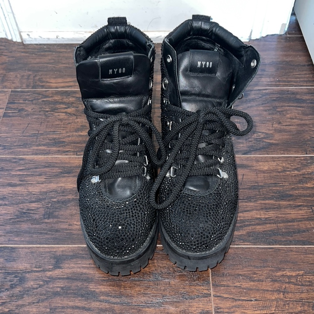 Rhinestone combat boots